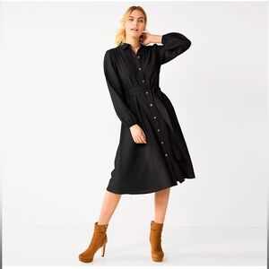 Women’s Black Midi Shirt Dress